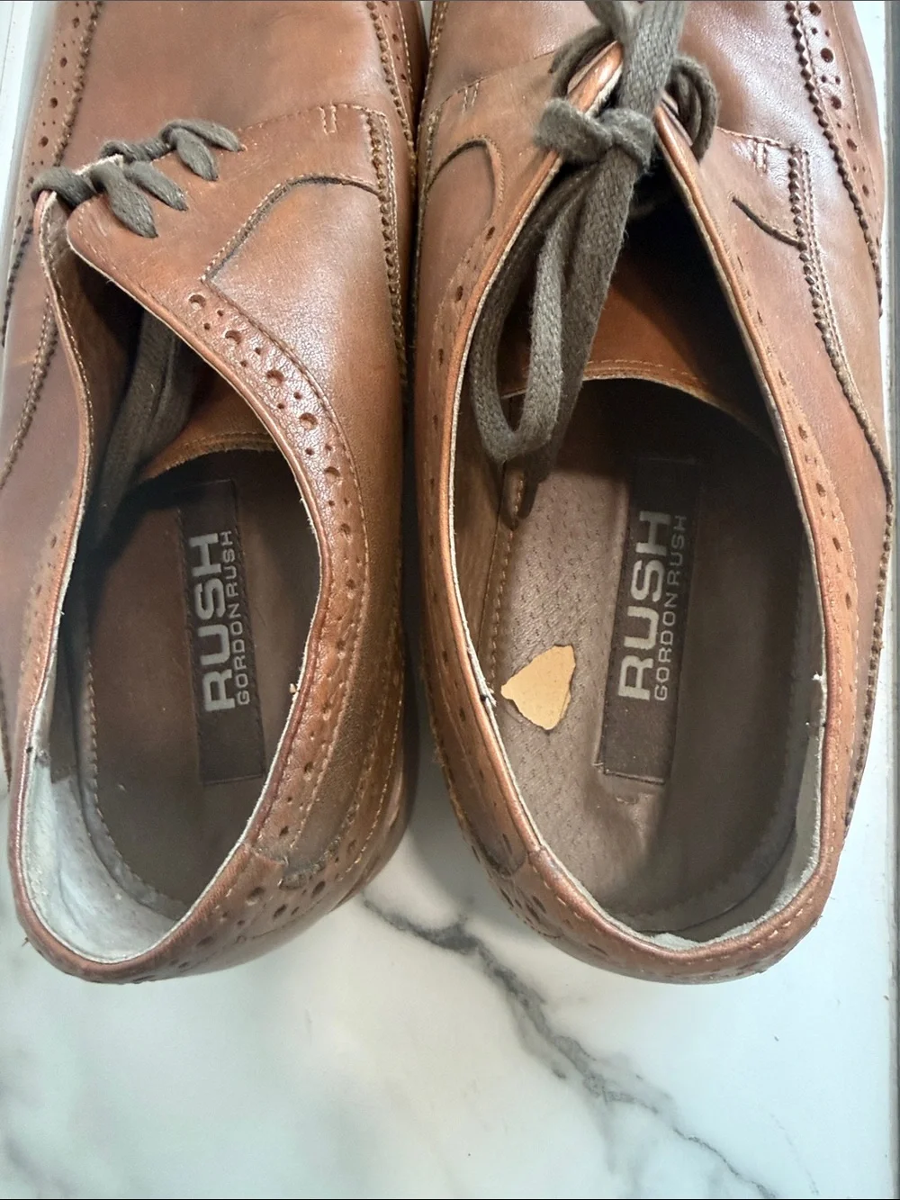 Rush by Gordon Rush men's brown leather wingtip brogue dress shoe size 11